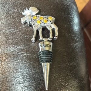 Alaska Moose Wine Stopper - Silver and Gold